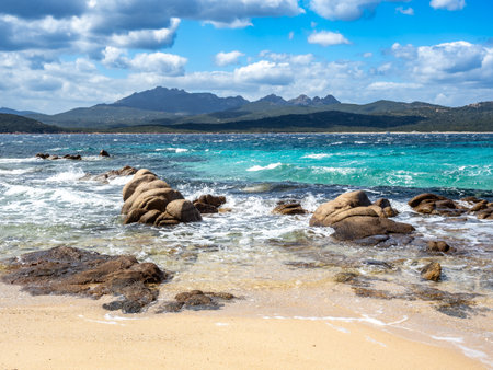 Capriccioli beach near Arzachena, Sardinia island, Italyの写真素材