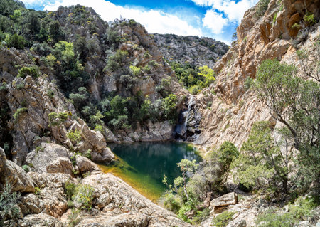 Pool of Pistrisconi river in Monte Nieddu, Sardinia island, Italyの写真素材