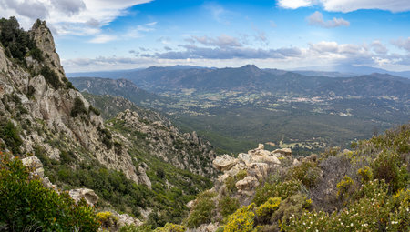 Views of fields from Monte Nieddu, Sardinia island, Italyの写真素材