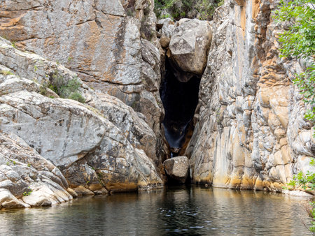 Pool and hole of Pistrisconi river in Monte Nieddu, Sardinia island, Italyの写真素材