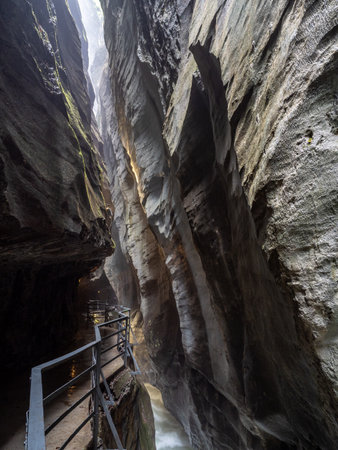 Aar river gorges in a cloudy day, Switzerlandの写真素材