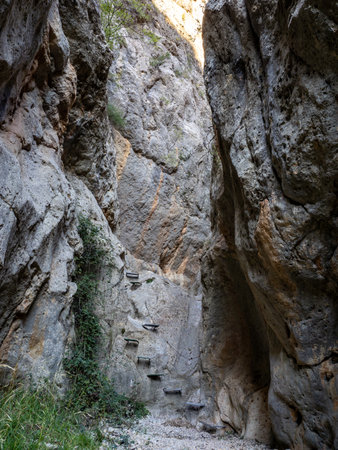 Redish clay-like soil near Villel village, Teruel, Spainの写真素材