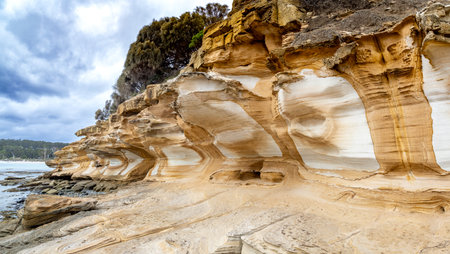 Painted hills in Maria island of Tasmania, Australiaの写真素材