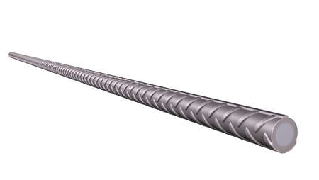 3D illustration of curved reinforcements bunch of steel TMT bar close up. Isolated 3d renderの写真素材