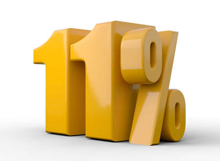 13% 3d illustration. Orange thirteen percent special offer on white backgroundの写真素材