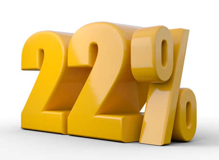 20% 3d illustration. Orange twenty percent special offer on white backgroundの写真素材