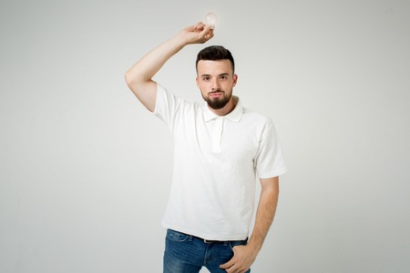 young cool bearded man idea conceptの写真素材