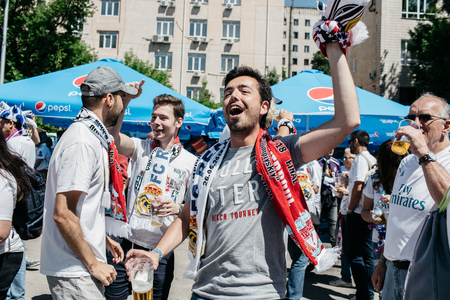 Real Madrid Football fans, UEFA Champions League Final, Olimpiyskiy National Sports Complex Stadium, Kiev, UA, 26 May 2018のeditorial素材