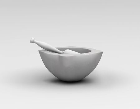 3d illustration of a stone mortarの写真素材