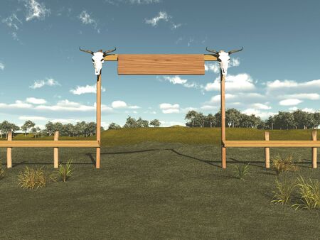 Entrance to a cattle ranchの写真素材