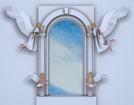 Portal with angels and cherubsの写真素材
