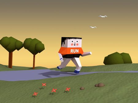 Character running in a parkの写真素材