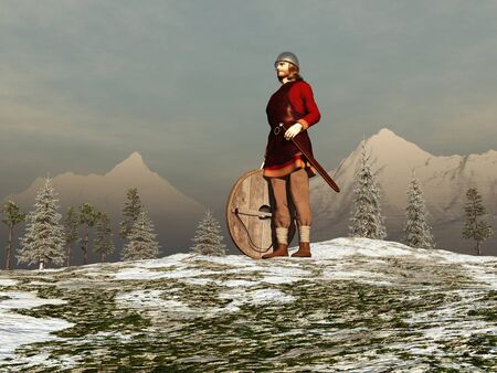 3d illustration of a Vikingの写真素材
