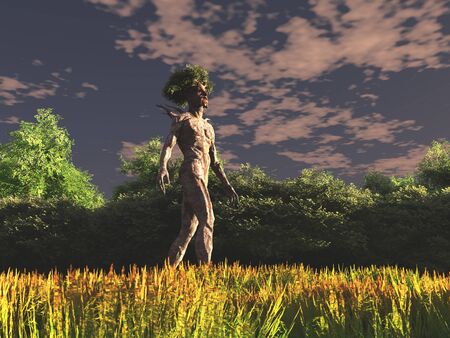 3d illustration of a tree manの写真素材