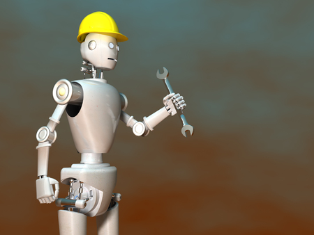 3d illustration of a robot workerの写真素材