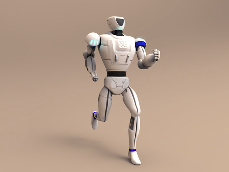 3d illustration of a running robotの写真素材