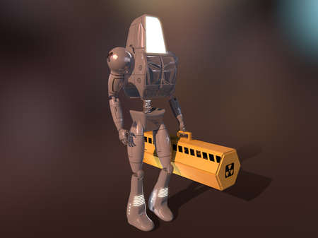 Robot carrying a case with radioactive materialの写真素材