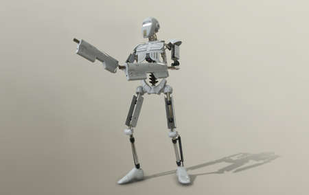 3d illustration of a robot with weaponryの写真素材