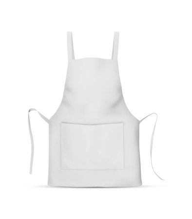 White apron mockup. 3d illustration isolated on white backgroundの写真素材