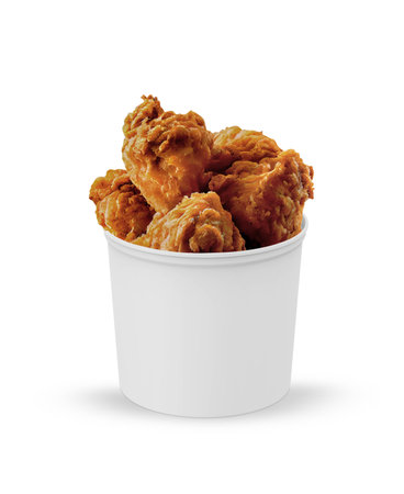 Bucket With Chicken Tenders on white backgroundの写真素材