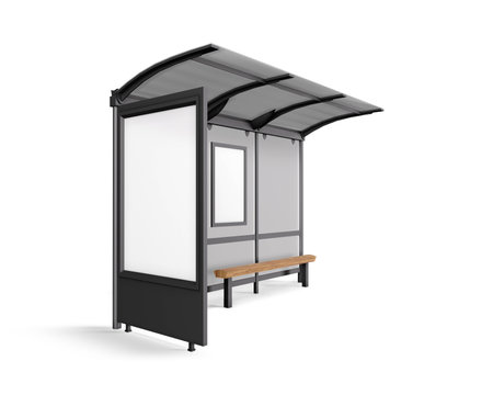 Bus Stop on white backgroundの写真素材