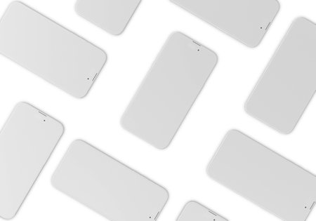 Phone Top View on white backgroundの写真素材