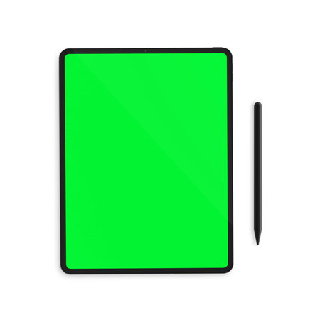 Tablet Top View on white backgroundの写真素材
