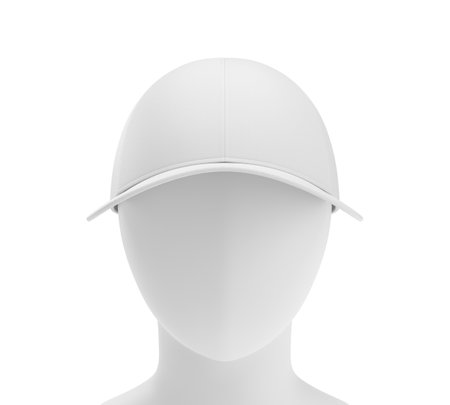 White Adjustable Baseball Cap with Fabric Strap and Metal Buckleの写真素材