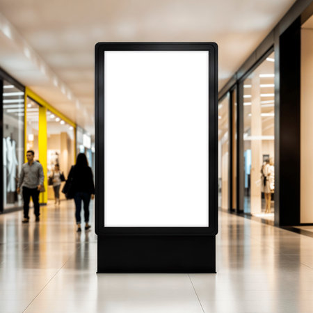 High-Definition Digital Billboard in Modern Shopping Mallの写真素材