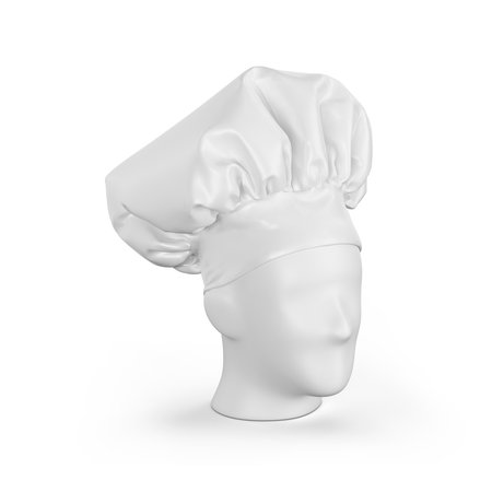 White Traditional Chef's Hat with Gathered Appearanceの写真素材