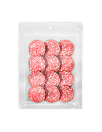 Packaged Salami on a Convenient Serving Trayの写真素材