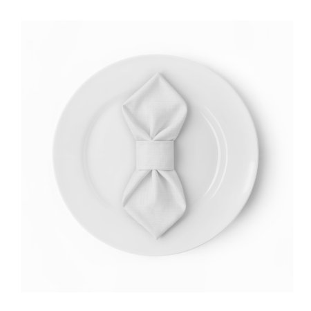 Elegant Geometric Napkin Folded on a White Plateの写真素材