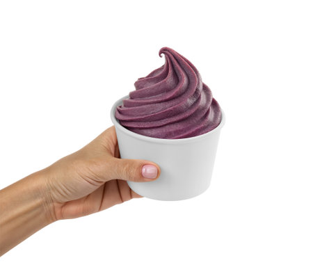 Hand holding an acai bowlの写真素材
