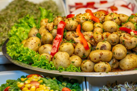 close upbaby potato salad at restaurant buffet.