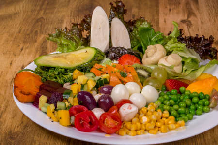
salad plate. vegetarian dish of salad. healthy dish.の写真素材