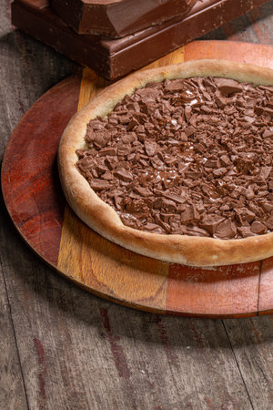 Chocolate pizza. brazilian sweet pizzaの写真素材