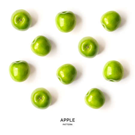 Seamless pattern with fruits. Tropical abstract background. Apple on white background.の写真素材