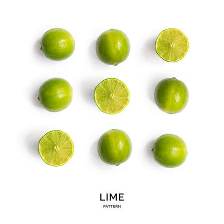 Seamless pattern with lime. Tropical abstract background. Lime on the white background.の写真素材
