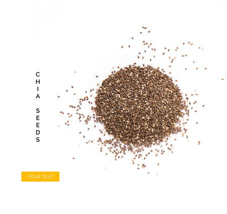 Chia seeds isolated on white background. Top view, flat lay.の写真素材