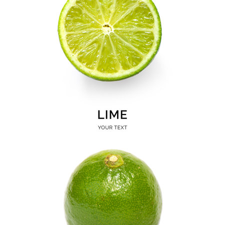 Lime fruit isolated on white background with copy space for your text.