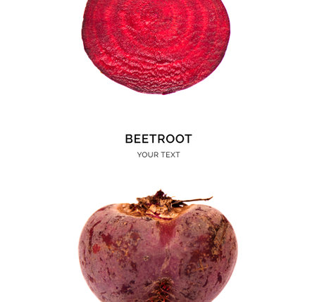 Beetroot isolated on white background. Top view. Flat lay.の写真素材