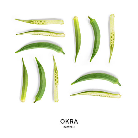 Okra set isolated on white background.の写真素材