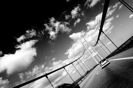 Bridge in Svendborg in Denmark in black and white colorの写真素材