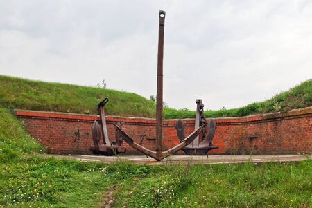 Old anchors in Lithuanian Sea museumの写真素材