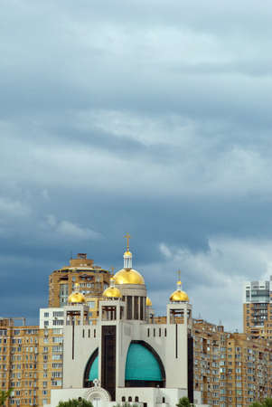 Modern church on the left bank of the Dnieper, Kiev, Ukraineの写真素材