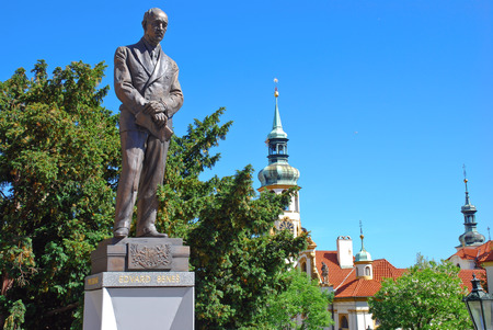 Statue of Edvard Benes in front of headquarters of Czech Ministry of Foreign Affairs in Pragueのeditorial素材