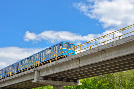 Underground bridge and subway train, Kiev Ukraineのeditorial素材
