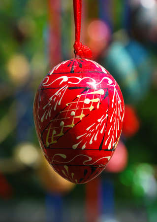 Wooden Easter eggの写真素材