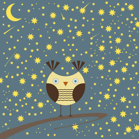 Funny owl vector illustrationのイラスト素材