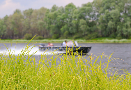 River and boat landscapeの写真素材